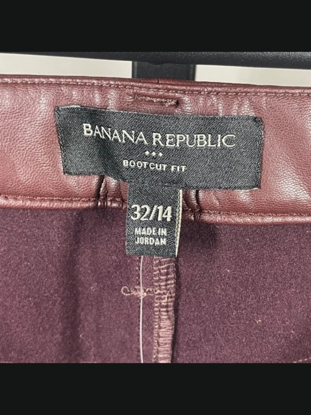 NEW Banana Republic Pants Womens 32 14 burgundy red faux leather flare moto - Picture 4 of 9